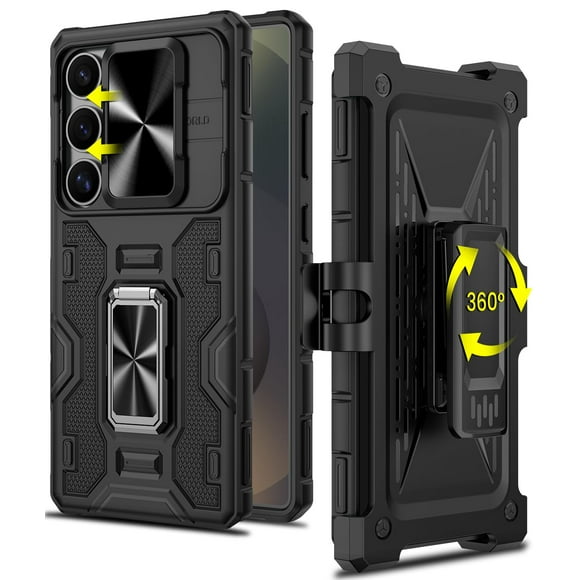 Funda Caka para Samsung Galaxy S25 Ultra con clip para cinturón, color negro