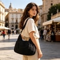 thumbnail image 4 of Bolsa cruzada de nailon para mujer, de gran capacidad, bolsa de hombro de lona resistente al agua para escuela, trabajo y viajes diarios con correa ajustable, 4 of 8