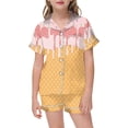 thumbnail image 1 of Hiiyo Girls Pajamas Ice-Cream Print Short Sleeve Button Shirt Shorts Sleepwear Set, 1 of 3