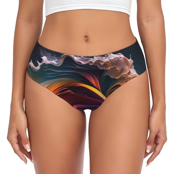 Fotbe Colorful Abstract Wave Motion Calzones Estampados para Mujer – Ropa Interior de Algodón, Cómoda, Suave y Elástica-X-Small