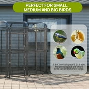 Walnest Large Walk-in Cage 77-inch Heavy Duty Bird Cage Outdoor Diamond Grid Aviary Parrot Cage with 2 Feeding Bowls(Sliver)