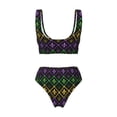 thumbnail image 6 of Rocae Mardi Gra Geometric for Bikini Set for Women Two Piece Sexy High Swimsuits Split Crossover Bikini Small, 6 of 9
