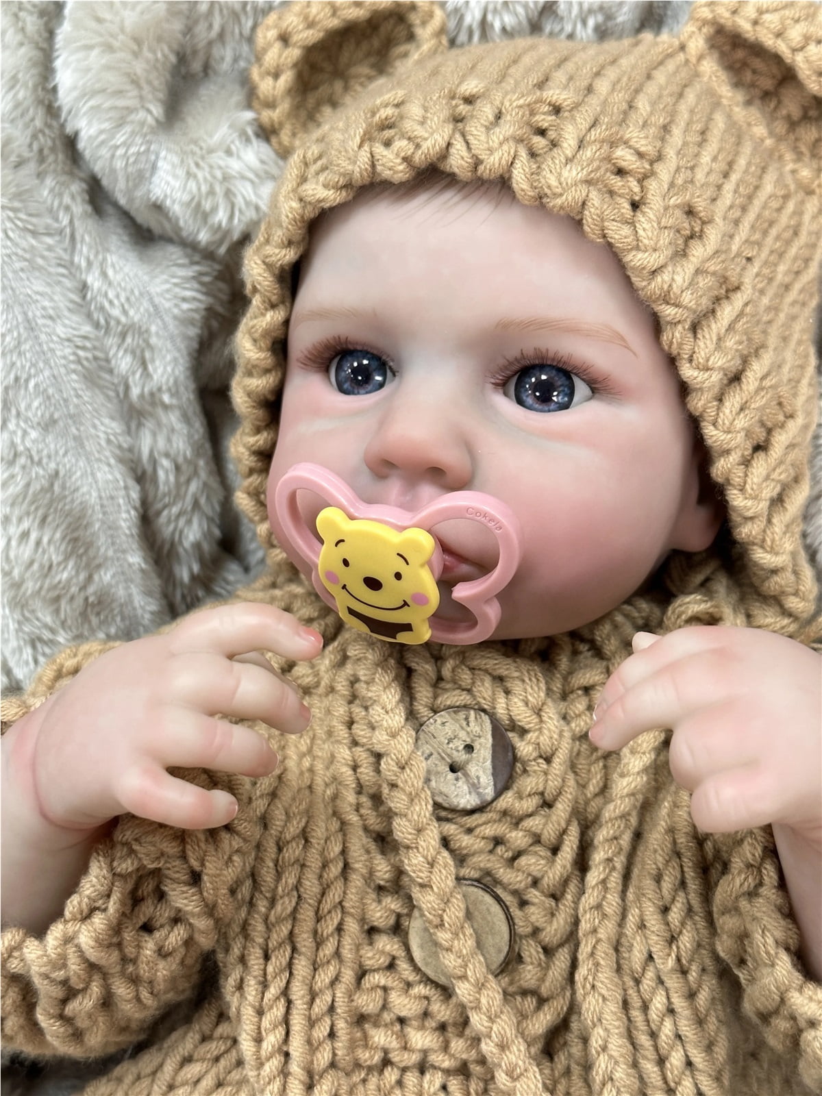 GloTide 50cm/20inch Lifelike Soft Touch Silicone Vinyl Toddler Doll Boy Lovely Reborn Awake With Soft Hair Baby Dolls