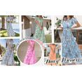 thumbnail image 6 of Women's Elegant Boho Floral Chiffon Maxi Dress Casual Summer V Neck Ruffle Short Sleeve Flowy Dresses, 6 of 6