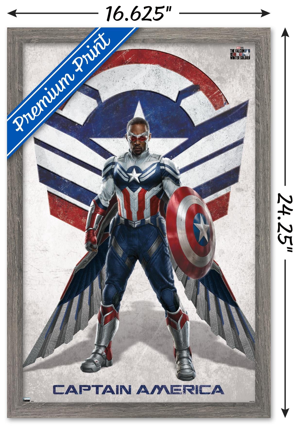 Marvel Falcon and Winter Soldier - Falcon Portrait Wall Poster, 14.725" x 22.375", Framed