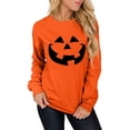 thumbnail image 1 of Chandails en Molleton Visage de Citrouille Halloween Femmes Mignon Pull Graphique Citrouille Décontracté Manches Longues Automne, 1 of 5