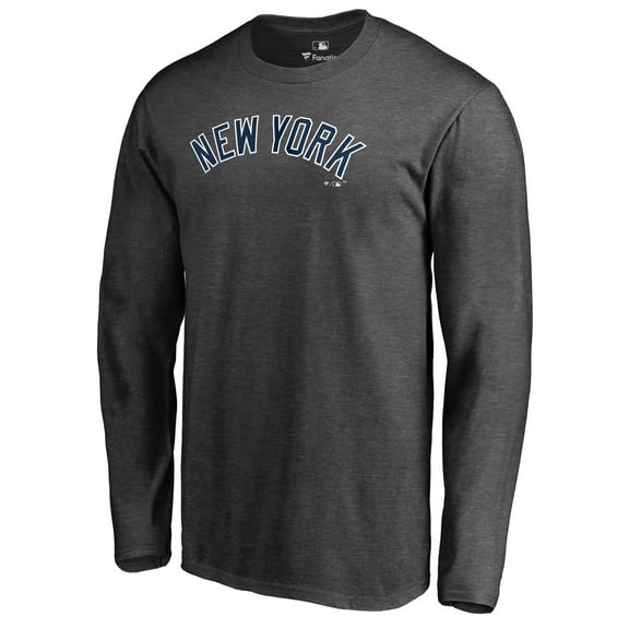 Men's Heathered Charcoal New York Yankees Team Wordmark Long Sleeve T-Shirt