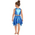 thumbnail image 2 of Doomiva Kids Shiny Jazz Disco Outfits Hip Hop Dance Dress Sets Cheer Outfit for Stage Performance Casual Gear Blue 2-6, 2 of 5
