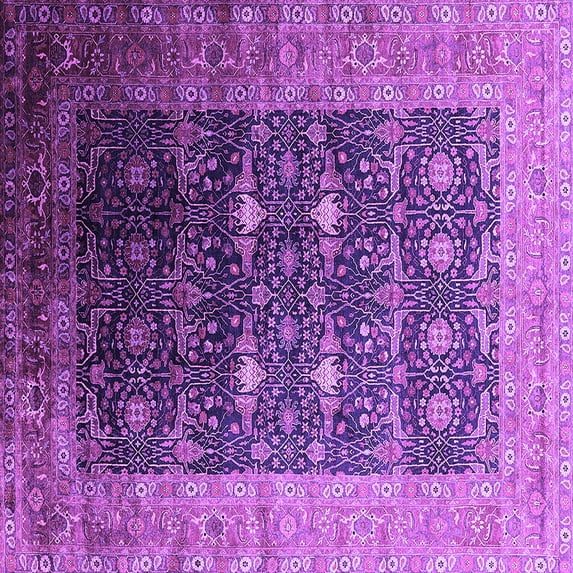 Ahgly Company Indoor Square Oriental Purple Industrial Area Rugs, 7' Square
