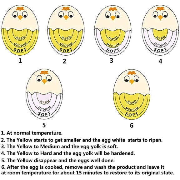 JUNCHI-Egg Timer Sensitive Hard & Soft Boiled Color Changing Indicator Tells When Eggs are Ready (Yellow 4pcs)