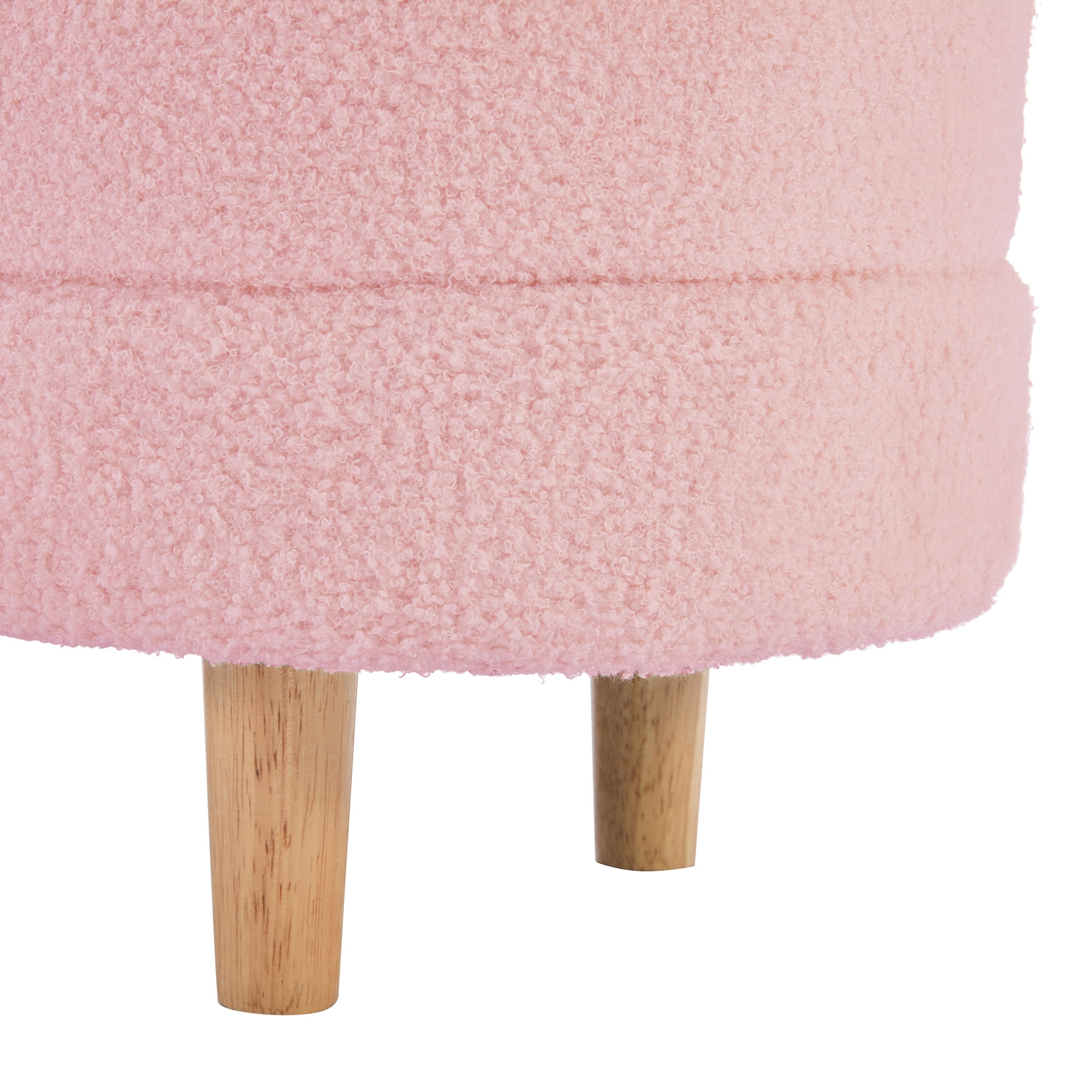 Euroco Upholstery Storage Ottoman Bench, Velvet and Button-Tufted for Living Room, Pink