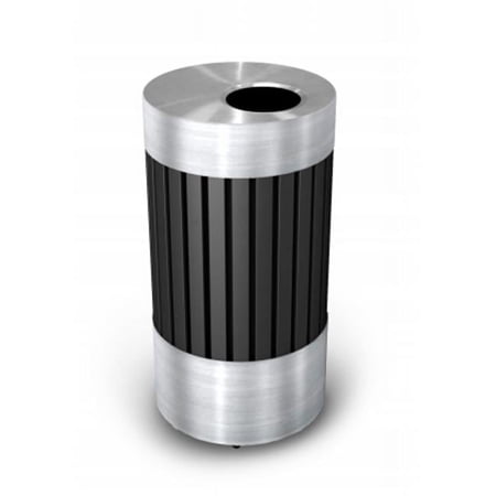 Commercial Zone 727543 Riverview 1 Stainless Steel and Black Powder-Coated Steel Waste Receptacle