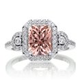thumbnail image 2 of 2 Carat Emerald Cut Real Morganite Halo Engagement Ring with 18k Gold Plating, 2 of 2