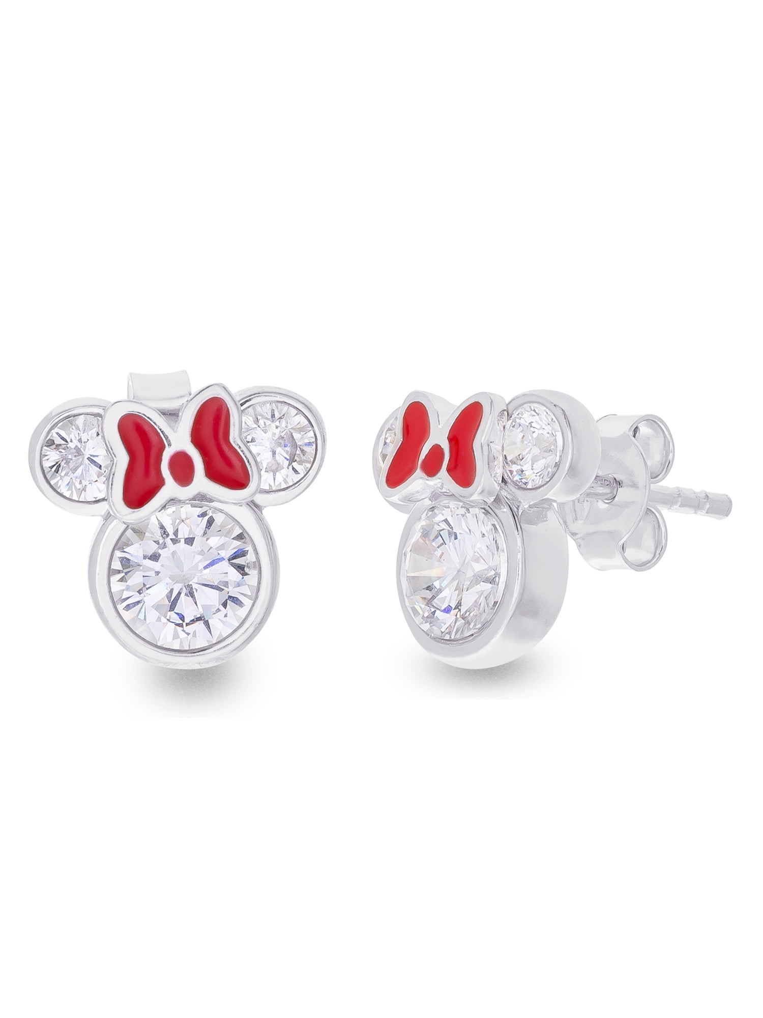 Disney Women’s CZ Sterling Silver Minnie Mouse Stud Earrings