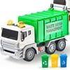 JOYIN 12.5" Garbage Truck Toy, Friction-Powered Trash Truck with Lights & Sounds, Back Dump Garbage Recycling Truck Toy Set with 3 Rear Loader Trash Cans, Boys Girls Toy Cars, Kids Birthday Gifts