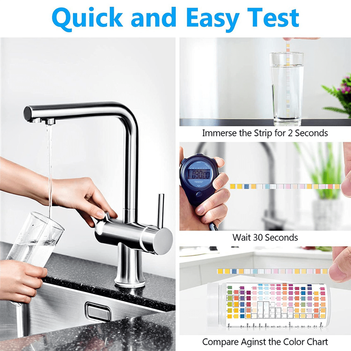 16 in 1 Drinking Water Test Kit, Water Testing Kits for Drinking Water 300 PCS Water Quality Test Strips,Free Chlorine