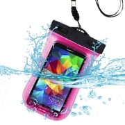Premium Waterproof Sports Swimming Waterproof Water Resistant Armband Case Bag Pouch for Meizu Blue Charm with Lanyard Hot Pink + MYNETDEALS Mini Touch Screen Stylus