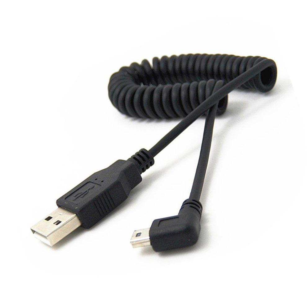Generic USB 2.0 Left Angle 90 Degree A Male to Left Angle Mini B 5p Male Spring Cable AXYF