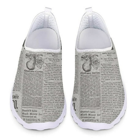 

Cute Newspaper Print Loafers Women Casual Shoes for Women Summer Lightweight Mesh Sneakers Spring Flats Slip On Ladies Shoes