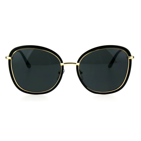 Womens Retro Double Rim Designer Fashion Butterfly Sunglasses All Black