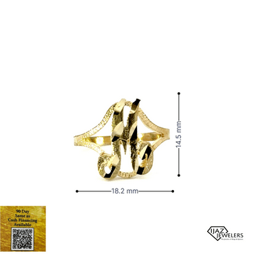10K Gold Cursive M Ring