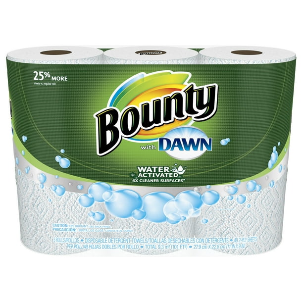Bounty With Dawn Paper Towels, Full Sheet, White, 3 Rolls