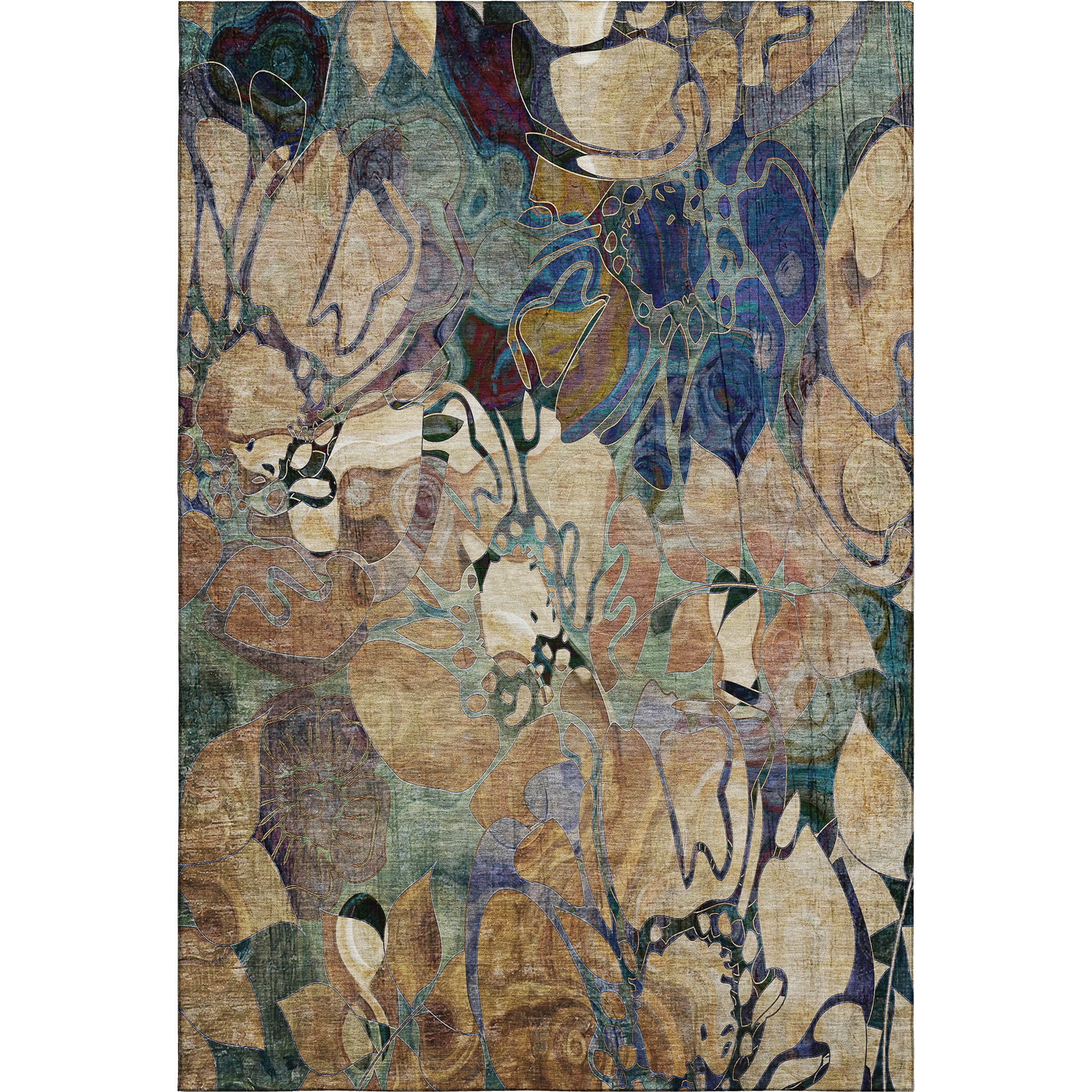 Addison Rugs Mayfield Washable Transitional Floral Beige Rectangle Rug, 10' x 14'