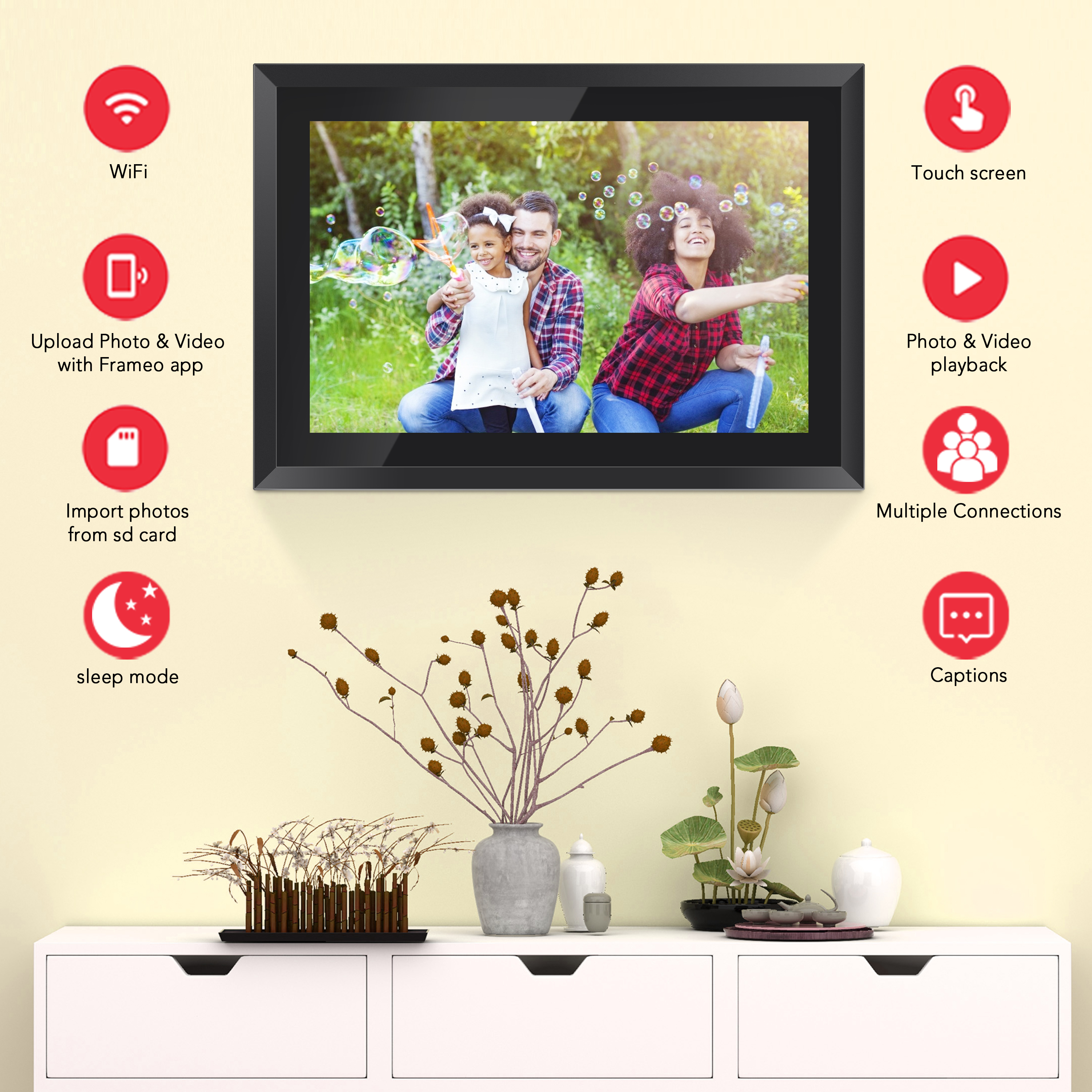 Feelcare 16GB Wifi Digital Picture Frame 10 inch, Share Moments Instantly,  IPS HD Display, Touch Screen