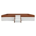 thumbnail image 3 of Bellemave Twin Size Floor Bed with Stairs and Fence Guardrails Floor Bed Frame with Bed Slats PU Leather Upholstered Daybed (Twin, White + Brown), 3 of 9