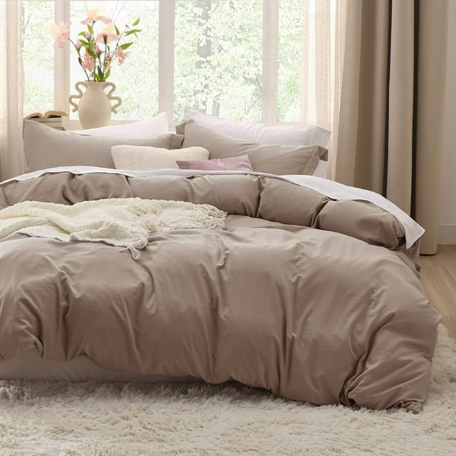 Juego de fundas de edredón Bedsure Khaki California King con 2 fundas