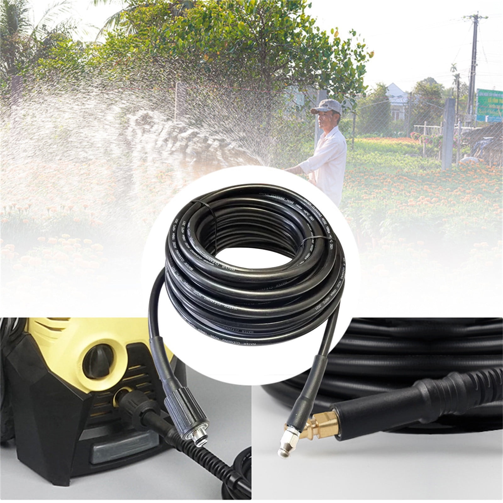 High Pressure Replacement Hose 33ft for Power Washer, Quick Connect Pressure Washer Hose, Universal M22 Fittings for Electric Pressure Washers (10 Meter)