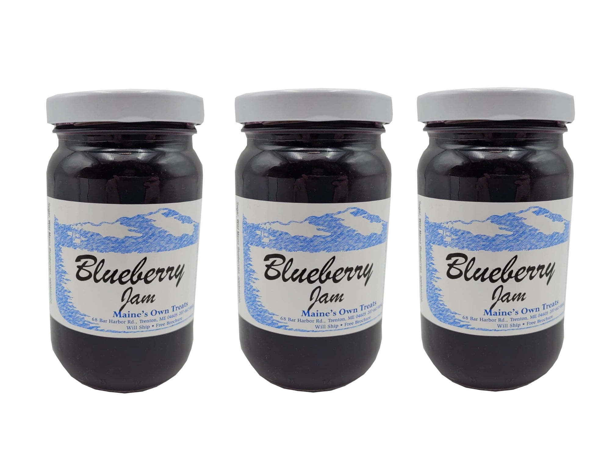 Wild Maine Blueberry Jam Small Batch Made in Maine 3 Pack, 10oz