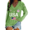 thumbnail image 2 of WHEANG Women's USA 250th Anniversary Shirt 1776-2026 Patriotic V Neck Long Sleeve Tee American Flag Graphic Tops Fashion Summer Comfortable Tee Color Green Size XXXXL, 2 of 4