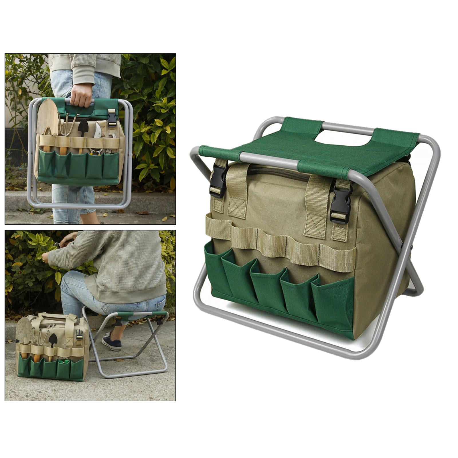 Fzaqwen Garden Kneeler and Seat with Tool Pouches, 2-in-1 Foldable Garden Bench Garden Stools, Portable Garden Kneeling Pad