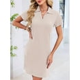 thumbnail image 6 of Women'S Solid Color Collared Loose Short-Sleeve T-Shirt Dress Color S, 6 of 10