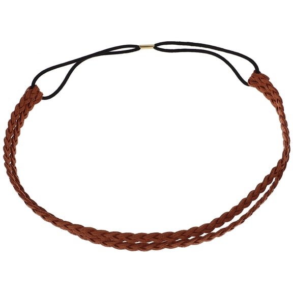 KONTONTY Brown Fabric Braiding Hairband Comfortable Double Layer Headband for Home Use Size Adjustable