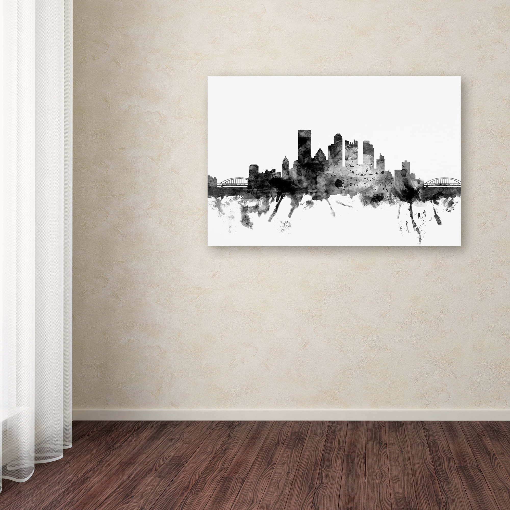 Michael Tompsett 'Pittsburgh PA Skyline B&W' Canvas Art