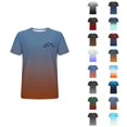 thumbnail image 1 of T-shirts Dégradé Montagne pour Femmes 2026 Été Décontracté Manches Courtes Col Rond T-Shirts Graphiques Randonnée Camping Hauts, 1 of 3