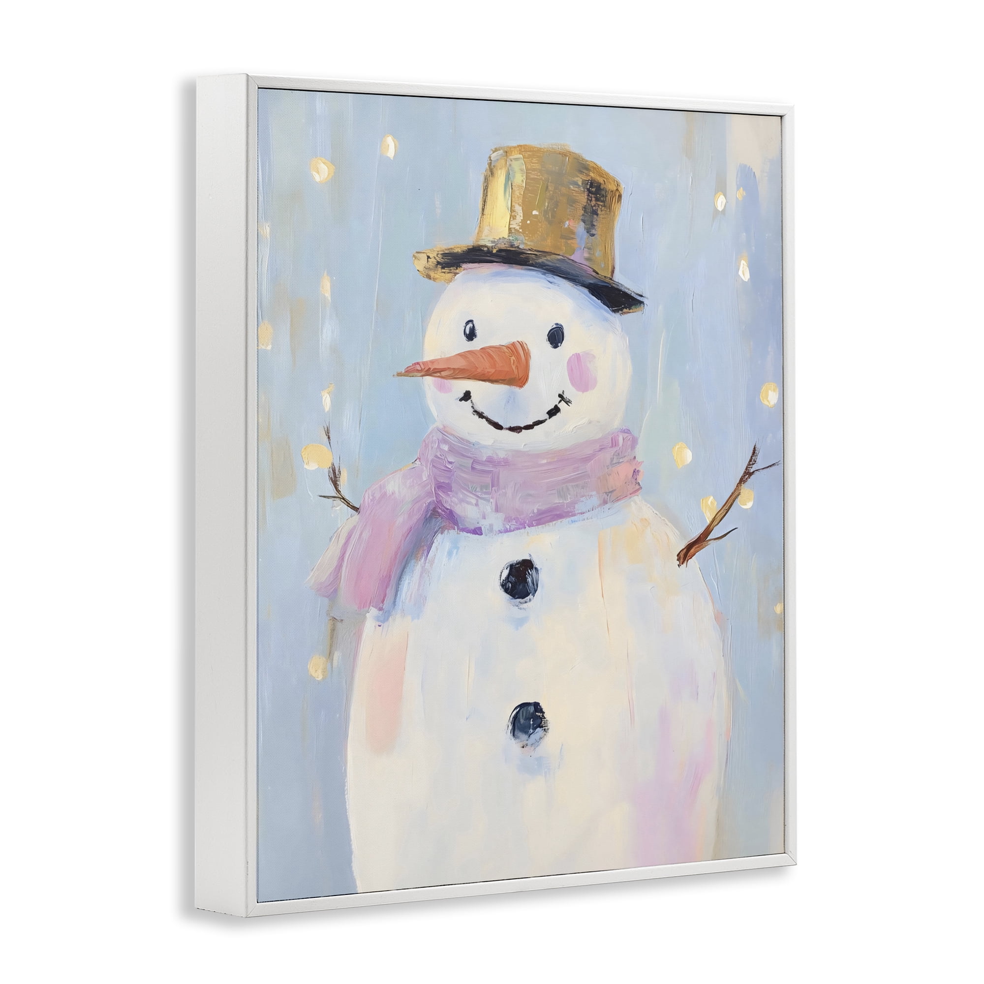 Stupell Industries Cheerful Pastel Snowman White Framed Giclee Art, design by The Prints Vibe