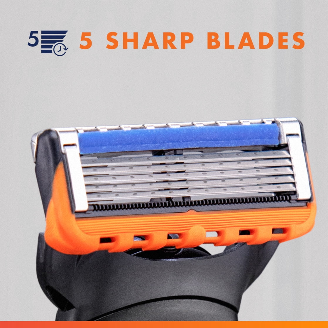 Gillette Fusion5 Power Men's Razor Handle, Orange, 1 Blade Refill