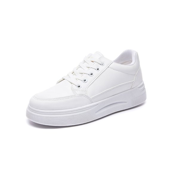 Avamo Ladies Trainers Fitness Workout Athletic Shoes Lace Up White Sneakers Comfy Flats Gym Running Shoe All White 8.5