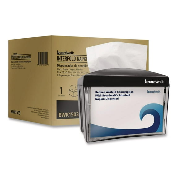 7.9 in. x 5.6 in. x 7.9 in. Interfold Napkin Dispenser - Black