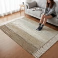 thumbnail image 6 of Bedroom Rug Carpet 3'x 5', Brown Grey Washable Floor Carpet with Tassels, Farmhouse Gray Barn Wooden Vintage Striped Elegant Soft Floor Rug Mat for Patio, Balcony, Laundry, Room Decor, 6 of 9