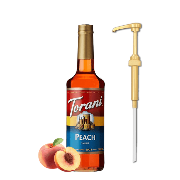 Torani Peach Classic Flavouring Syrup, 25.4 fl oz Glass Bottle   Gold Pump
