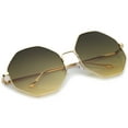 thumbnail image 4 of sunglassLA Female Oversize Metal Frame Slim Temple Gradient Lens Hexagon Sunglasses 63mm (Gold / Smoke Gradient) - 63mm, 4 of 4