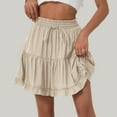 thumbnail image 2 of Women Solid Lace Up Skirt High Waist Skirt Pleated Ruffle Fold Skirt, 2 of 4