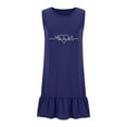 thumbnail image 4 of DeHolifer Dress for Women Casual A-Line Ruffle Beach Mini Dresses Trendy Sundress T-Shirt Dress with Pockets Navy M, 4 of 6
