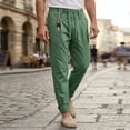 thumbnail image 2 of LIaqionyy Men's Pants Lightweight Drawstring Elastic Waist Straight Leg Casual Fashion Trousers with Pockets, 2 of 8
