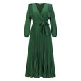 thumbnail image 1 of Vestidos de otoño e invierno para mujer 2022 elegante moda cuello en V vendaje plisado cintura alta vestido largo de fiesta sexy para mujer, 1 of 5