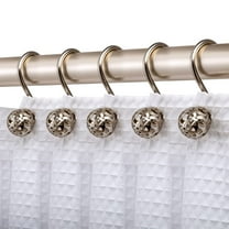 Utopia Alley Shower Hooks - Shower Curtain Rings for Bathroom - Rust Resistant Shower Curtain Hooks for Shower Curtain or Liner - Set of 12, Brushed Nickel